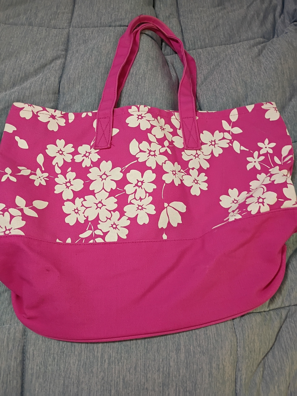 Pink Floral Canvas Tote Bag